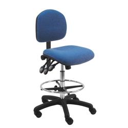 Fabric Chair With Adj.Footring and Nylon Base, 19"-27" H  Three Lever Control